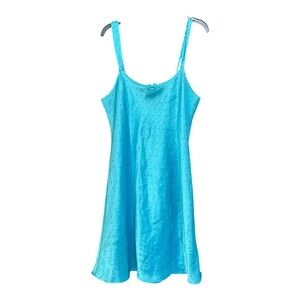Vintage Morgan Taylor Blue Polka Dot Slip Dress M Y2K Satin